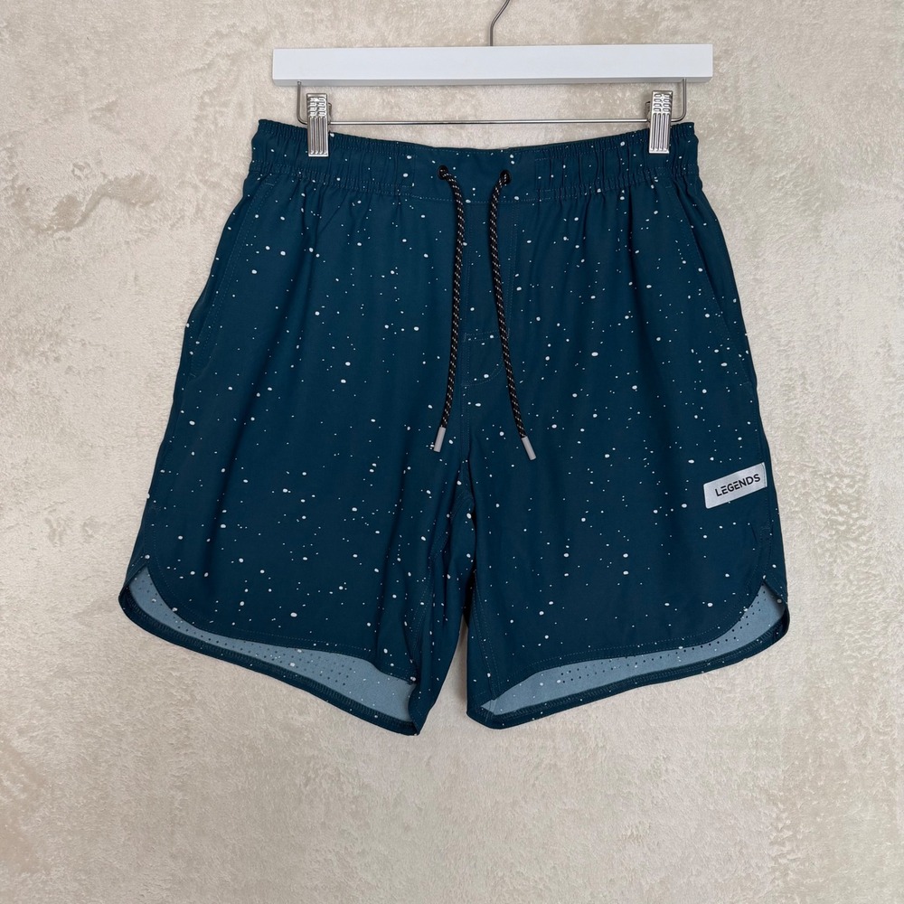 Legends Luka Shorts Mens Medium Teal Blue White Splatter Paint Compression Liner